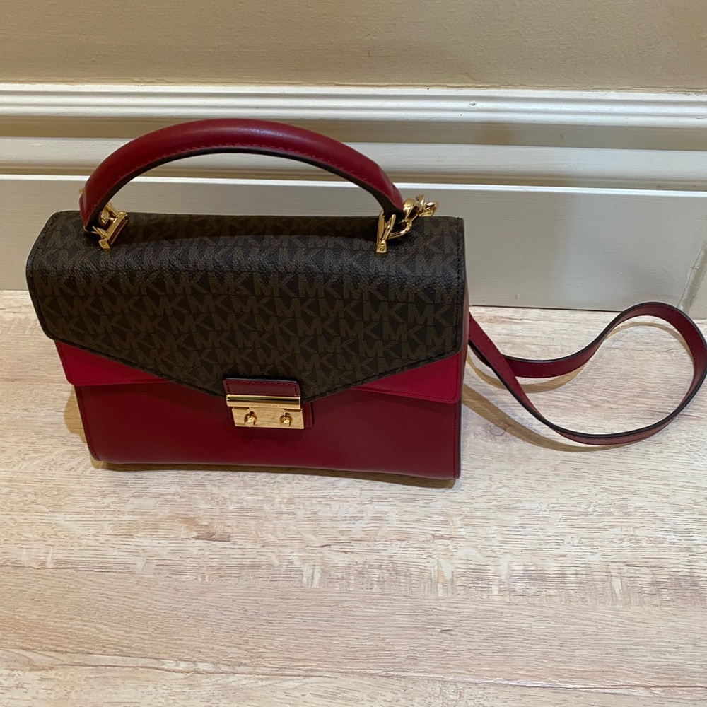 Michael Kors Cross Body Brown and Red Handbag